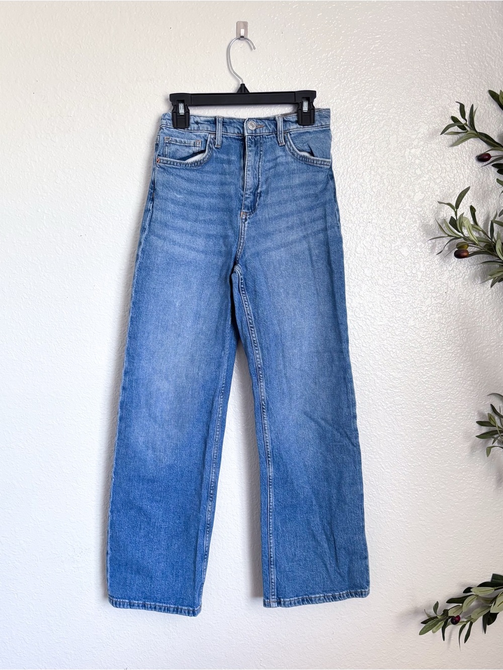 H&M Classic High-Rise Wide-Leg Jeans in Light Blue